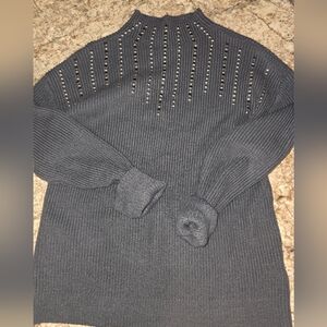A Love Story Studded Gray Women's Mock Neck Sweater Large ♥️